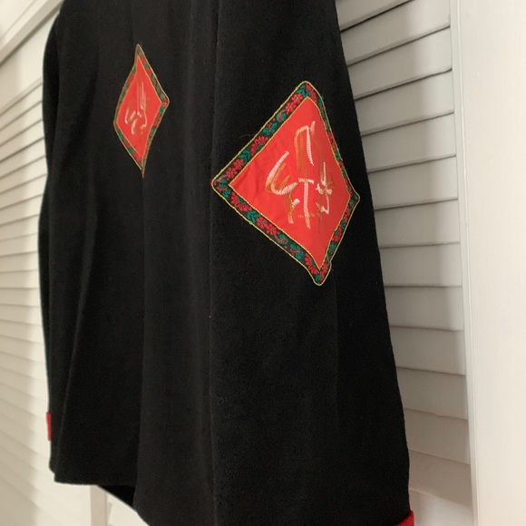 Wool Coat Black with Red Patches - Picture 4 of 5